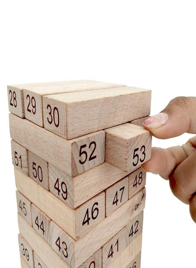 Braintastic لعبة مكعبات خشبية رائعة من Braintastic، لعبة توازن وبناء داخلية، نشاط تكديس، برج مكعبات، 54 مكعبًا مع نردين | لعبة ألغاز تكديس للأطفال والكبار (تكديس مكعبات الأرقام - 48 قطعة كبيرة) - Image 4